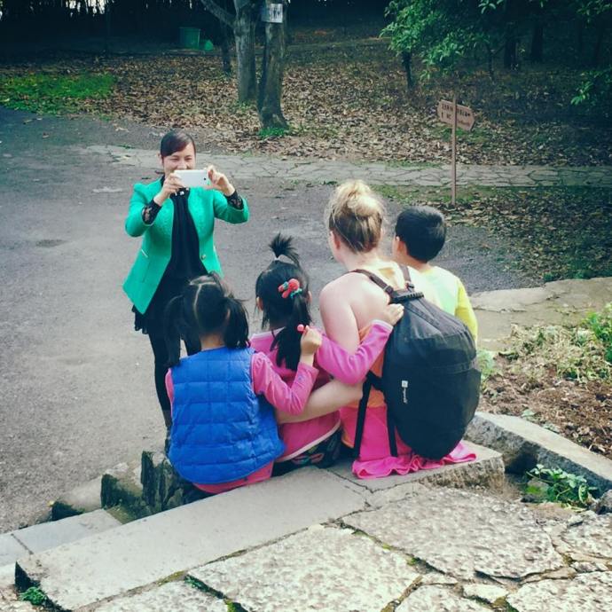 Amber with Chinese Kids